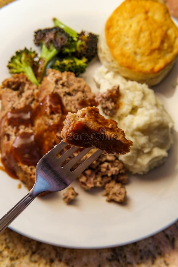 Meatloaf Mashed Potatoes stock image. Image of mashed 203608489