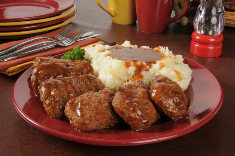 Meatloaf with mashed potatoes and gravy