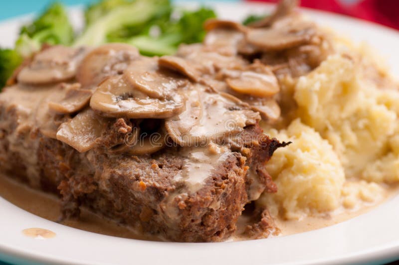 Meatloaf with Mushroom Sauce Stock Image Image of home, beef 214147591