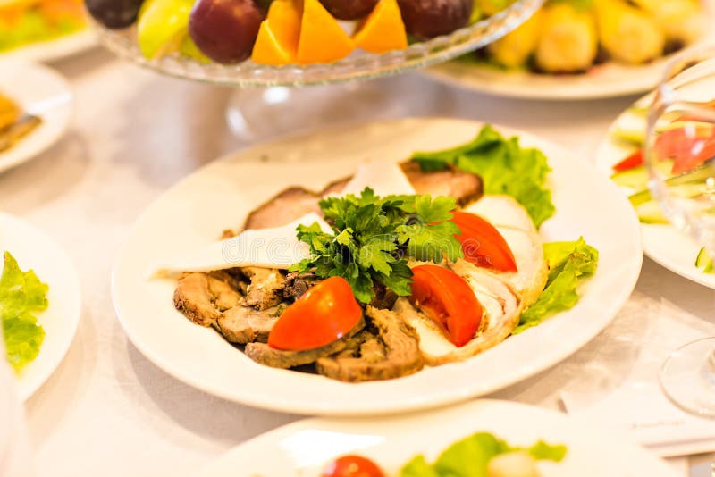 Meats and cheese selection stock photo. Image of dish 68044922