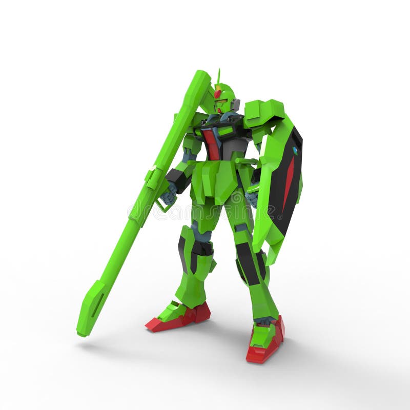 Mech militair sc.i-FI die zich op een witte achtergrond bevinden Militaire futuristische robot met een groen en grijs kleurenmeta vector illustratie Mech militair sc.i-FI die zich op een witte achtergrond bevinden Militaire futuristische robot met een groen en grijs kleurenmeta vector illustratie