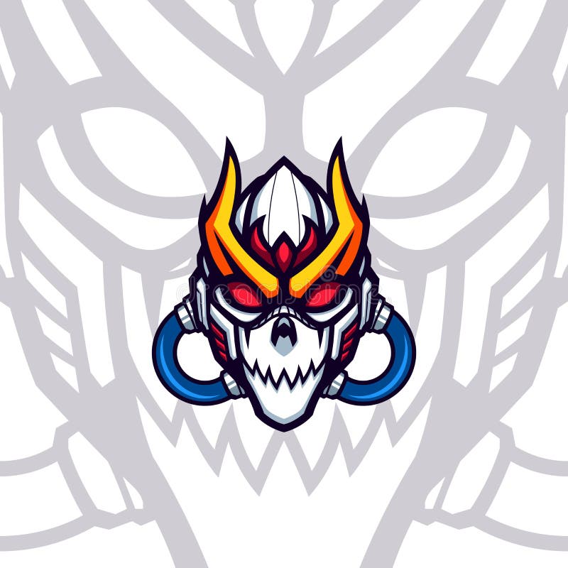 Mecha Dog Head Clean Avatar Gaming Vector Mascot Stock Illustration
