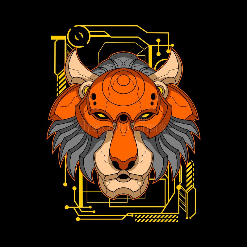 Tiger robot head 002 stock vector. Illustration of cyber - 215634157