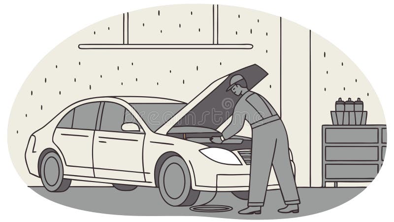 Mechanic Checking the Engine Oil Level with a Dipstick Vector, vector design Generative AI royalty free illustration