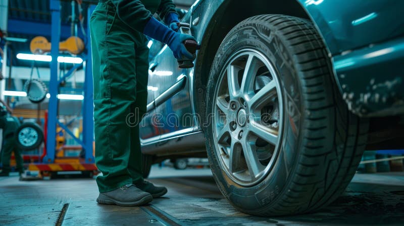 The Mechanic Fixes a Car. stock photo.