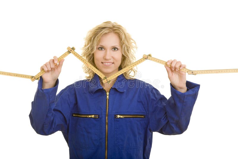 Mechanic with folding rule royalty free stock photography