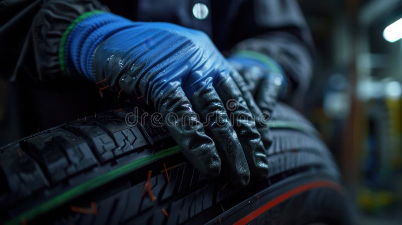 The Mechanic Handling Tire. royalty free stock photo.