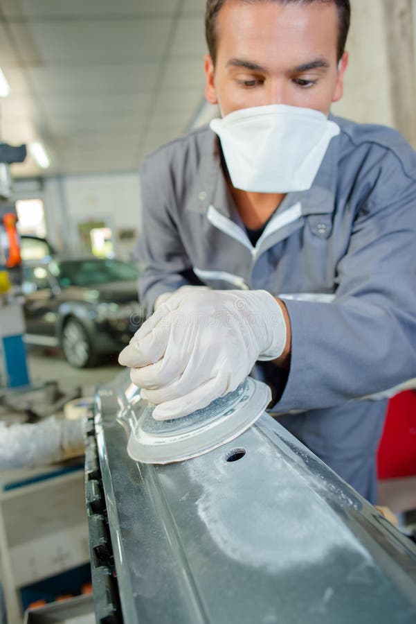 Mechanic Polishing Bodywork Stock Photo Image of garage, repair