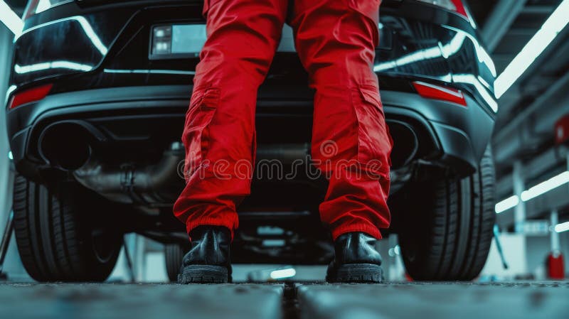 The Mechanic's Red Uniform. stock images.