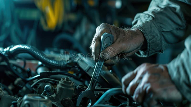The mechanic with wrench. royalty free stock image.