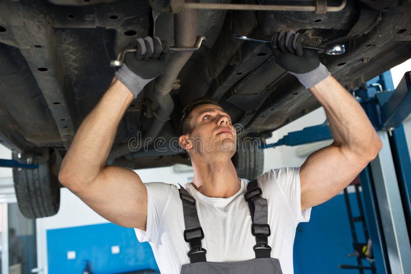 Mechanic with Strong Hands Repair Car Stock Photo Image of labor