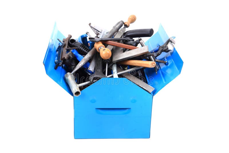 Mechanic Tools from Repairman in Blue Box Stock Photo Image of white