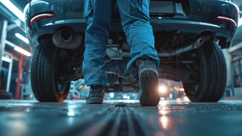 The Mechanic Under Car. stock photos.