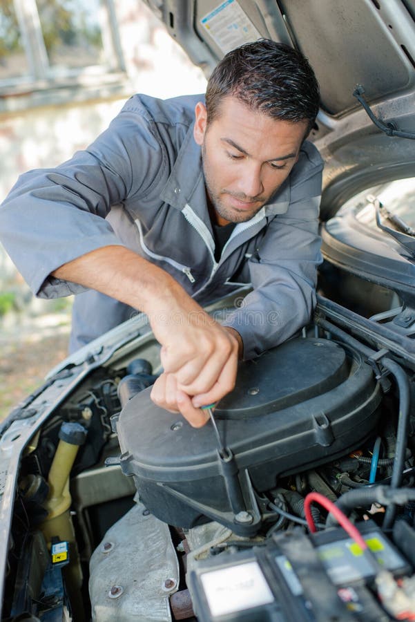 Mechanic Working on Interior Camper Van Stock Photo Image of male, travel 83014546