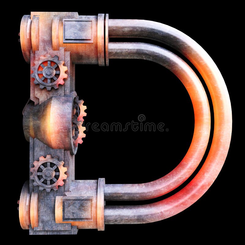 Mechanical Alphabet Made from Iron. Stock Illustration - Illustration ...