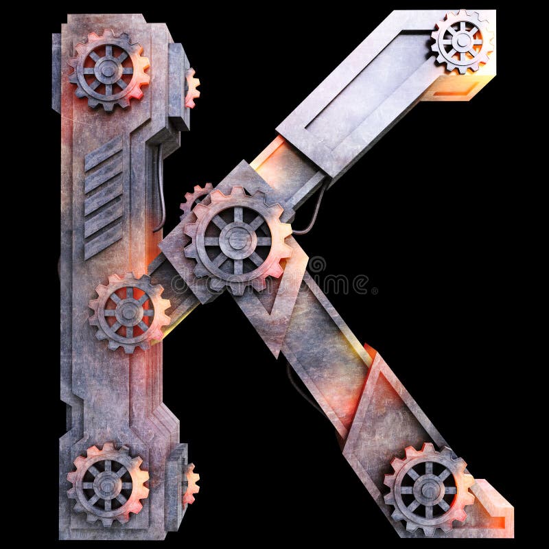 Mechanical alphabet made from iron. royalty free illustration