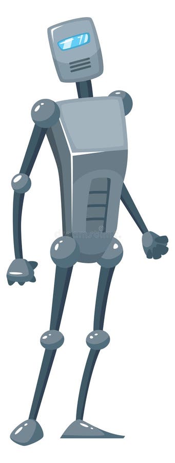 Mechanical android. Cartoon futuristic robot. Science mascot vector illustration