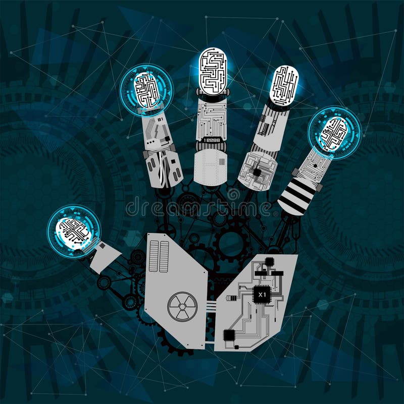 Mână robot mecanic vector illustration