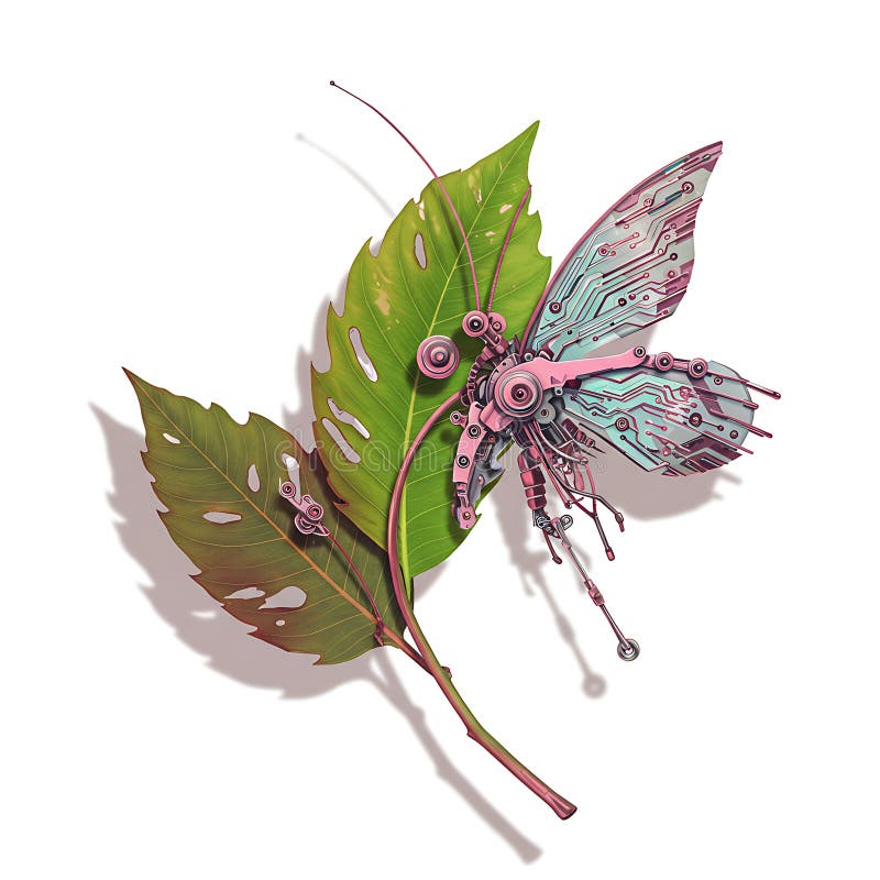A mechanical butterfly composed of intricate circuit patterns and metallic vector illustration