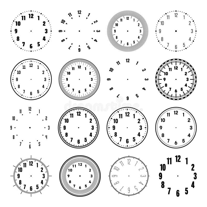 Mechanical Clock Faces with Arabic Numerals, Bezel. Watch Dial with ...
