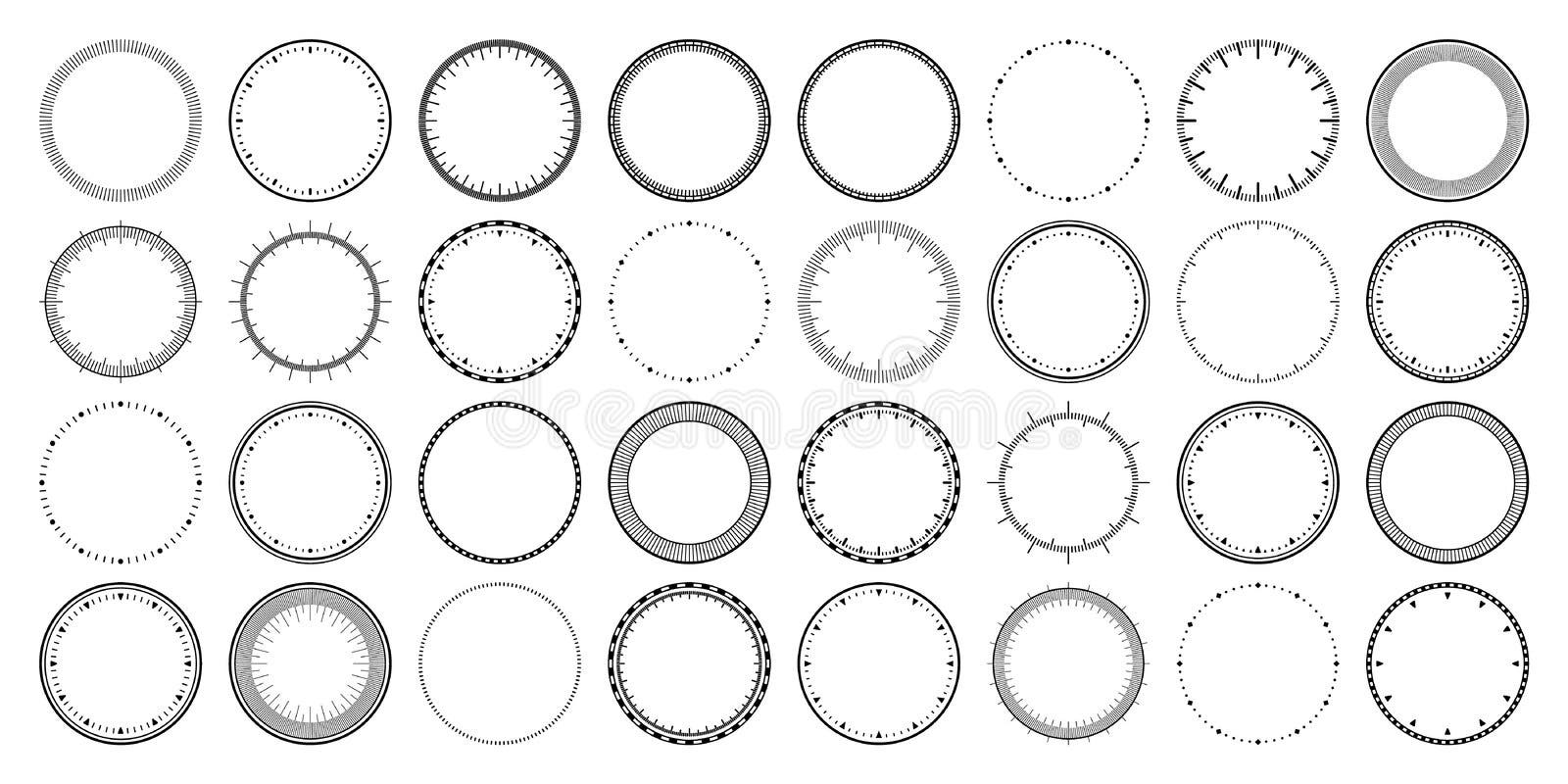 Mechanical Clock Faces, Bezel. Watch Dial with Minute and Hour Marks