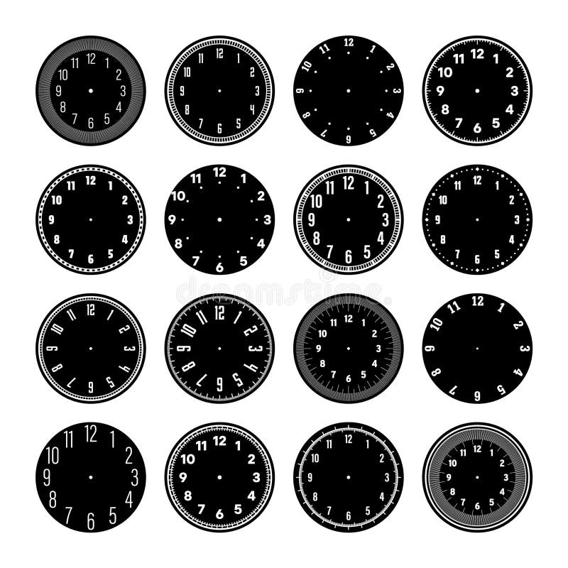 Mechanical Clock Faces, Watch Dial with Numerals, Bezel. Timer or