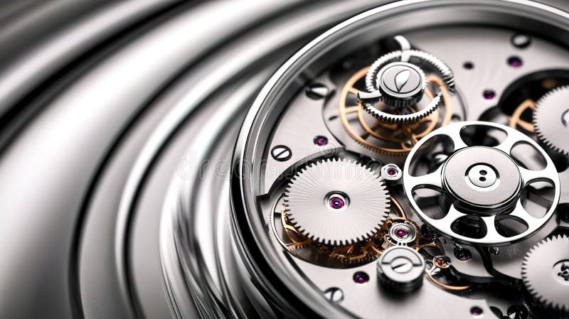 Mechanical clock inside macro photo stock photos