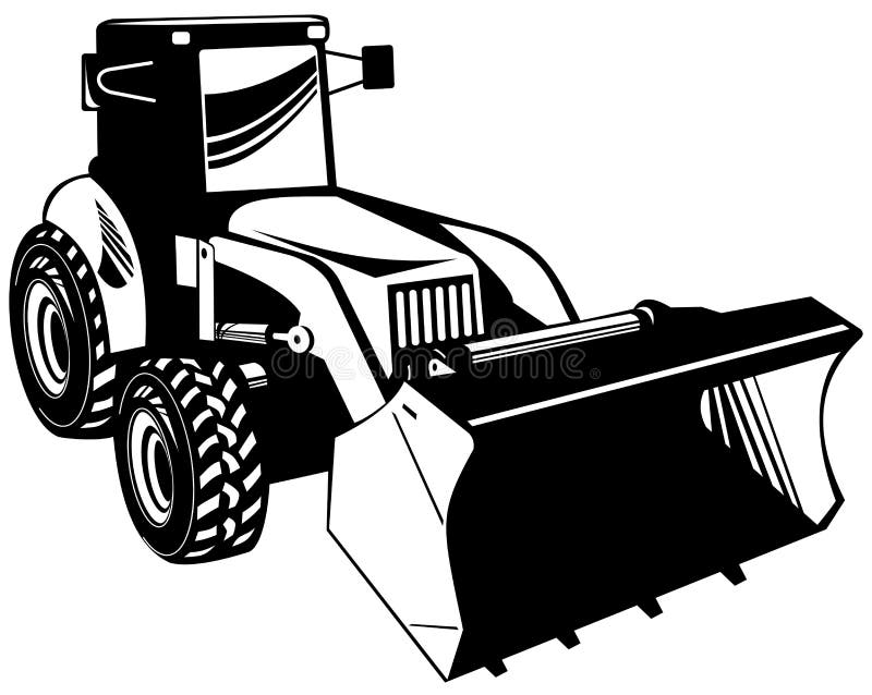 Vector art of a mechanical digger blakc and white