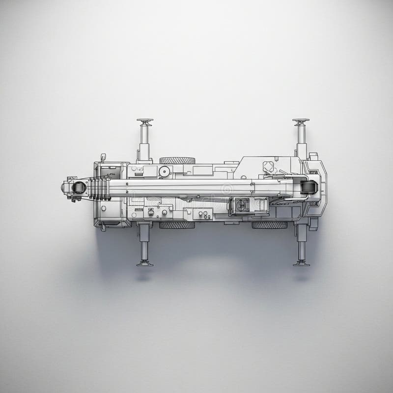 Mechanical drawing of a complex machine royalty free illustration