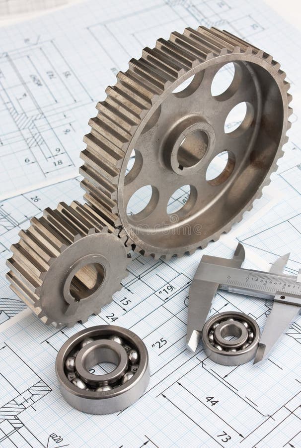 Mechanical Drawing and Pinion Stock Photo Image of details, trammel