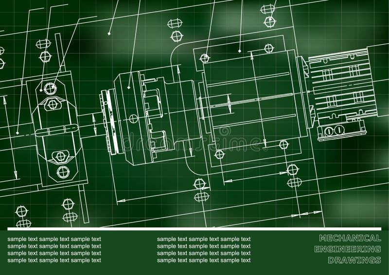 Technology Neon Background .Mechanical Engineering Drawings.Technical