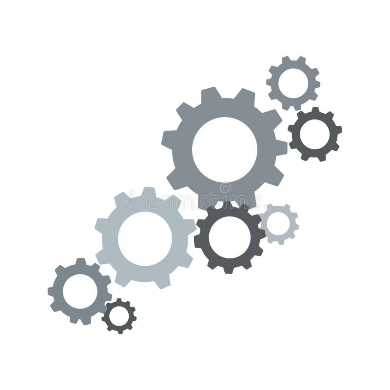 Mechanical gears interlocking system in grey tones vector illustration for industry and technology concepts royalty free illustration