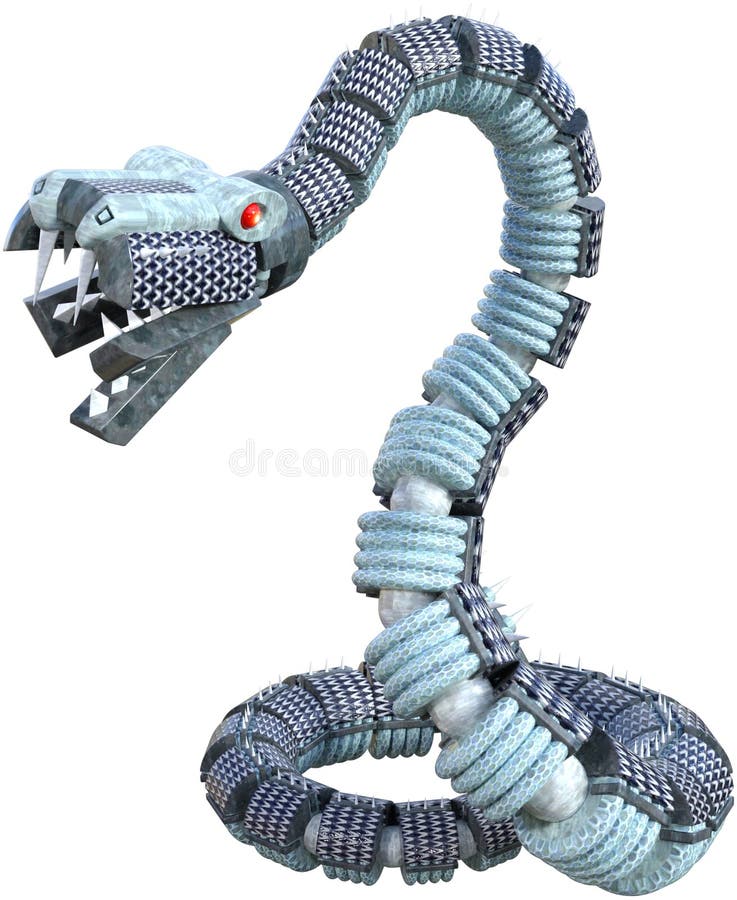 Mechanical Metal Robot Snake Isolated royalty free stock images Mechanical Metal Robot Snake Isolated royalty free stock images