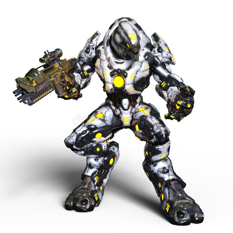 Mechanical monster stock illustration. Illustration of white 74890973