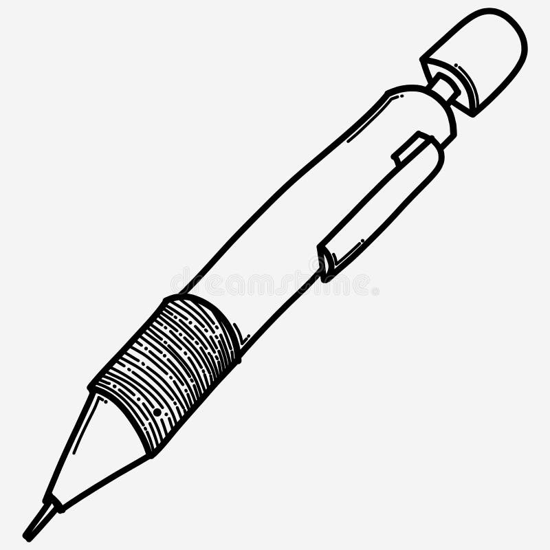 Mechanical Pencil Doodle Vector Icon. Drawing Sketch Illustration Hand