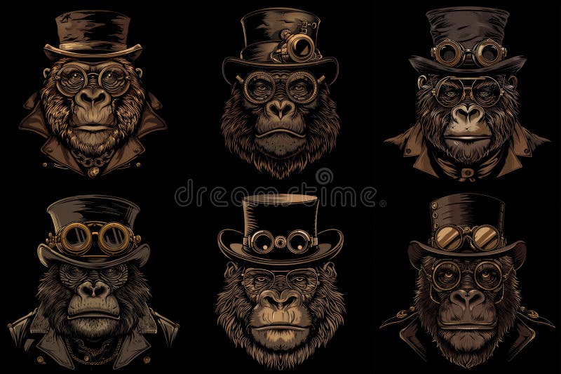 Mechanical Primate. Steampunk Gorilla Dressed to Impress