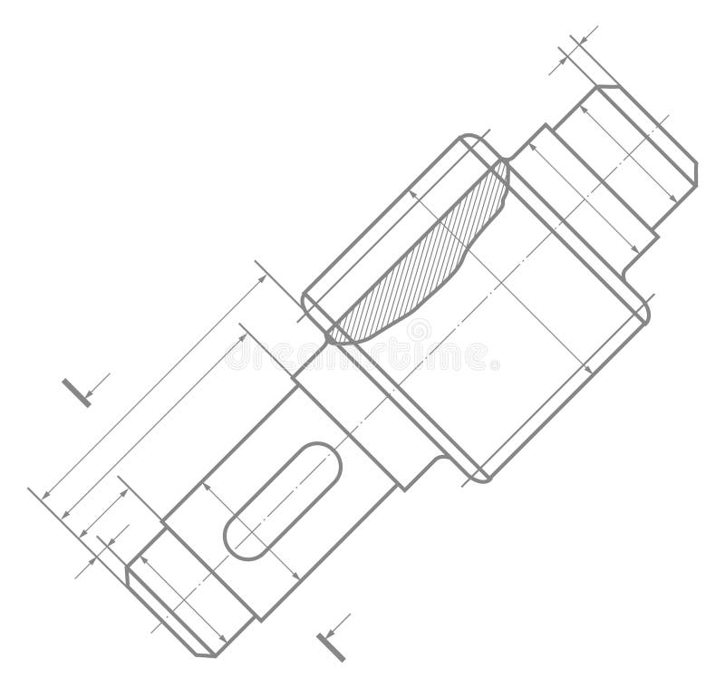 Mechanical projection drawing. Construction blueprint. Engineer draft vector illustration