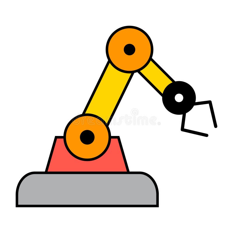 Mechanical Robot Arm Machine Icon, Technology Hydraulic Robotic Hand, Vector Illustration Stock