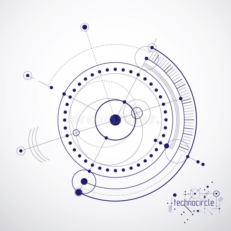 Mechanical scheme, vector engineering drawing with circles and g stock illustration Mechanical scheme, vector engineering drawing with circles and g stock illustration