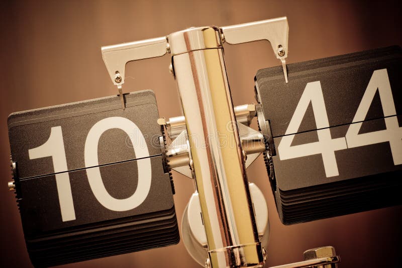 Mechanical scoreboard clock stock photography