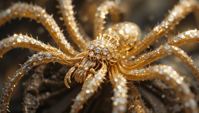 A mechanical spider of gold and diamonds. royalty free illustration