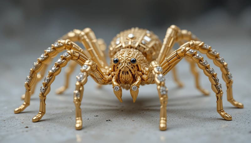 A mechanical spider of gold and diamonds. vector illustration