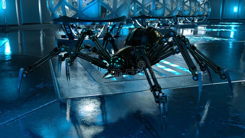 Mechanical spider, high resolution image. royalty free illustration