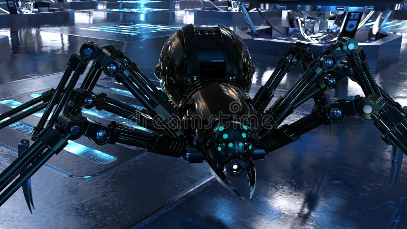 Mechanical spider, high resolution image. vector illustration