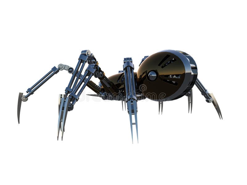 Mechanical spider, high resolution image isolated on white background. royalty free illustration