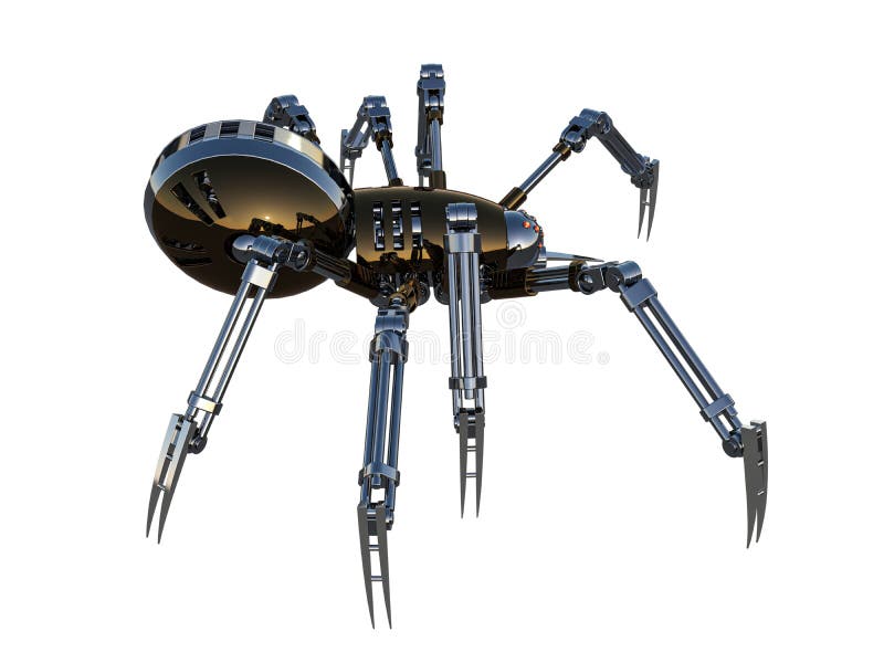 Mechanical spider, high resolution image isolated on white background. royalty free illustration