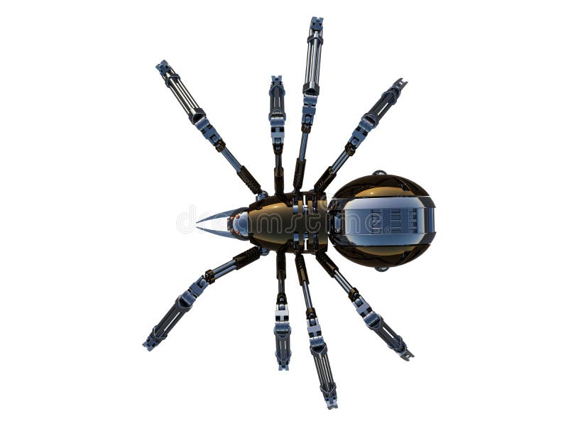 Mechanical spider, high resolution image isolated on white background. royalty free illustration