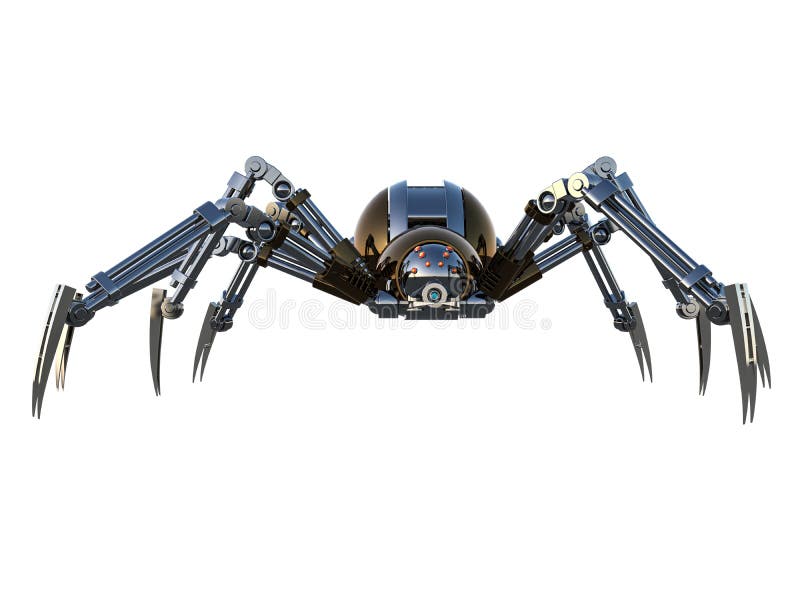 Mechanical spider, high resolution image isolated on white background. stock illustration