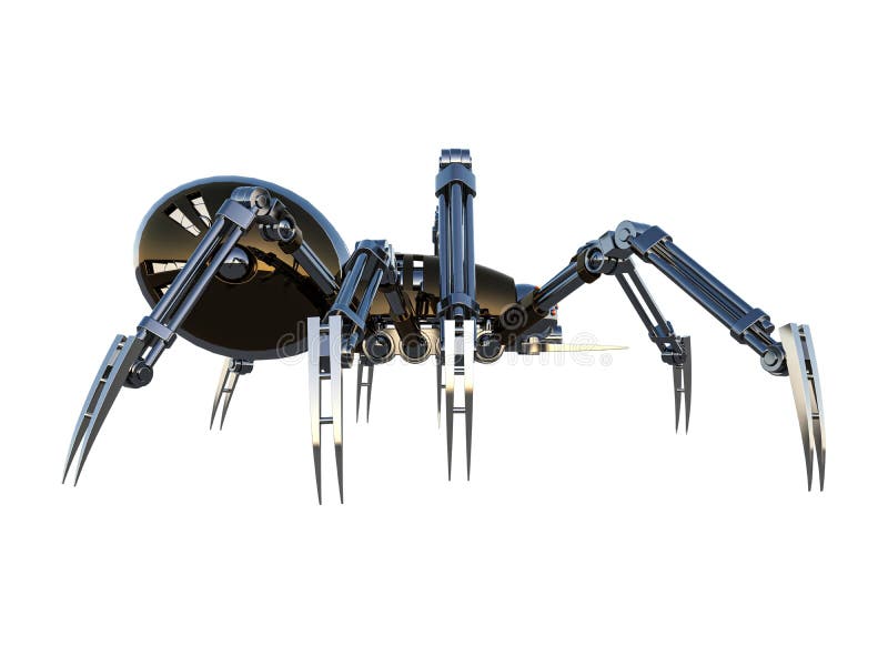 Mechanical spider, high resolution image isolated on white background. royalty free illustration