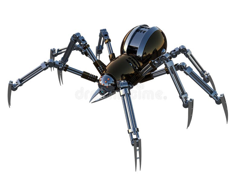 Mechanical spider, high resolution image isolated on white background. vector illustration